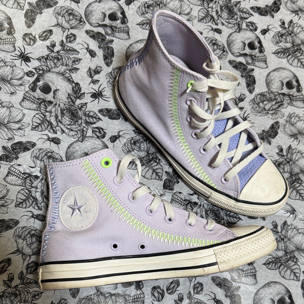 Converse Lavender High-Tops with Star Emblem